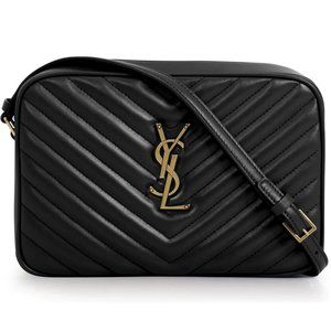 Saint Laurent  New Ysl Monogram Lou Quilted Black Leather Cross